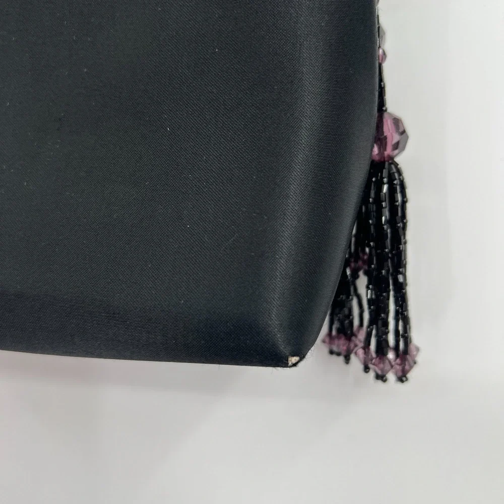 La Regate retro beaded handle black evening purse small bag whimsigoth goth boho